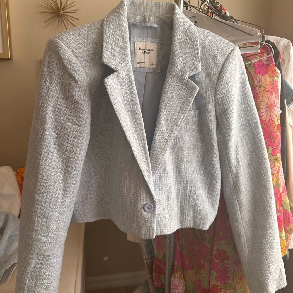 Abercrombie & Fitch Light Blue Cropped Jacket